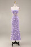 Apricot Corset Mermaid Ruched Thick Straps Maxi Wedding Guest Dress