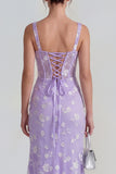Apricot Corset Mermaid Ruched Thick Straps Maxi Wedding Guest Dress