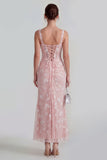 Apricot Corset Mermaid Ruched Thick Straps Maxi Wedding Guest Dress