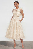 Lilac A Line Round Neck Maxi Wedding Guest Dress with Pockets