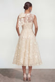 Lilac A Line Round Neck Maxi Wedding Guest Dress with Pockets