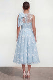 Lilac A Line Round Neck Maxi Wedding Guest Dress with Pockets