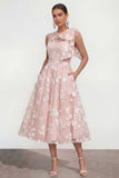 Lilac A Line Round Neck Maxi Wedding Guest Dress with Pockets