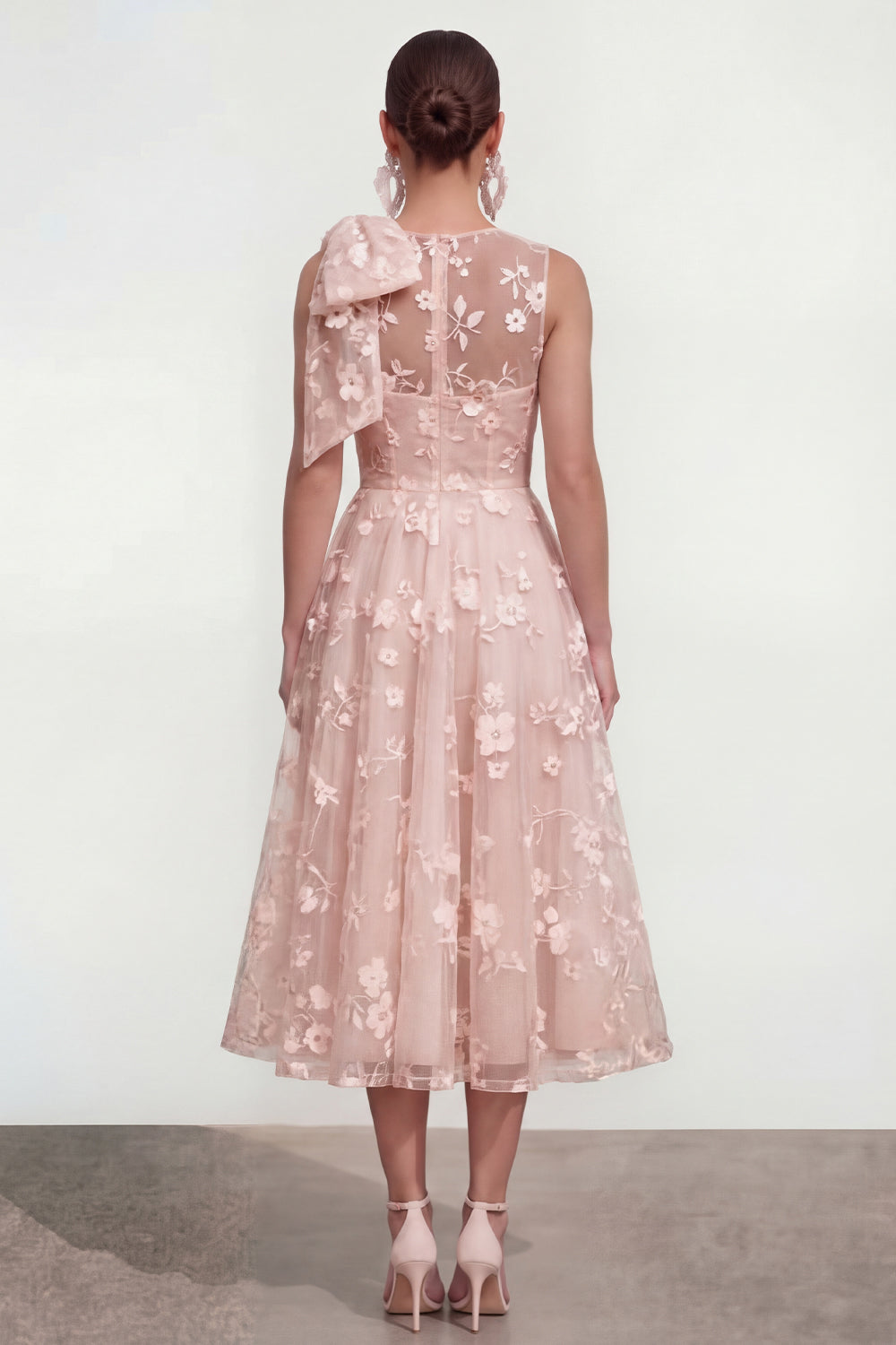 Lilac A Line Round Neck Maxi Wedding Guest Dress with Pockets