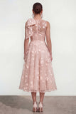 Lilac A Line Round Neck Maxi Wedding Guest Dress with Pockets