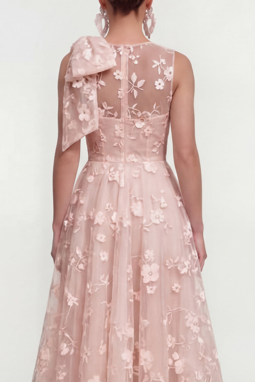 Lilac A Line Round Neck Maxi Wedding Guest Dress with Pockets