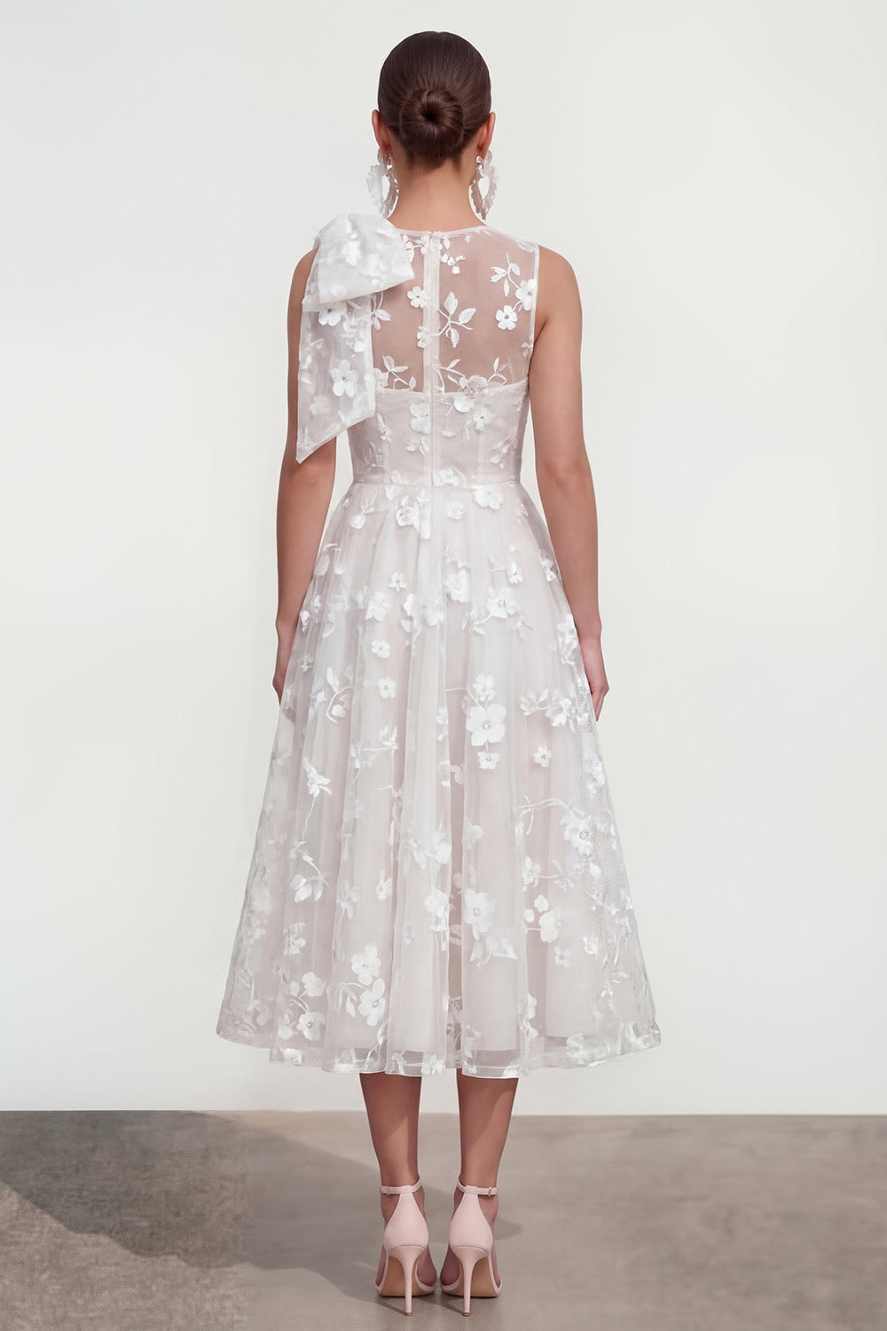 Lilac A Line Round Neck Maxi Wedding Guest Dress with Pockets