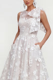 Lilac A Line Round Neck Maxi Wedding Guest Dress with Pockets