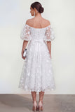 Puff Sleeves Apricot A Line Floral Ruched Maxi Wedding Guest Dress