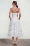 Strapless Corset Lilac A Line Floral Maxi Wedding Guest Dress