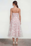 Strapless Corset Lilac A Line Floral Maxi Wedding Guest Dress