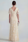Pink Floral Flutter Sleeves Sheath Maxi Ruched Wedding Guest Dress with Slit