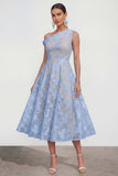 Yellow Floral A Line One Shoulder Maxi Wedding Guest Dress