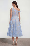 Yellow Floral A Line One Shoulder Maxi Wedding Guest Dress