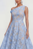 Yellow Floral A Line One Shoulder Maxi Wedding Guest Dress