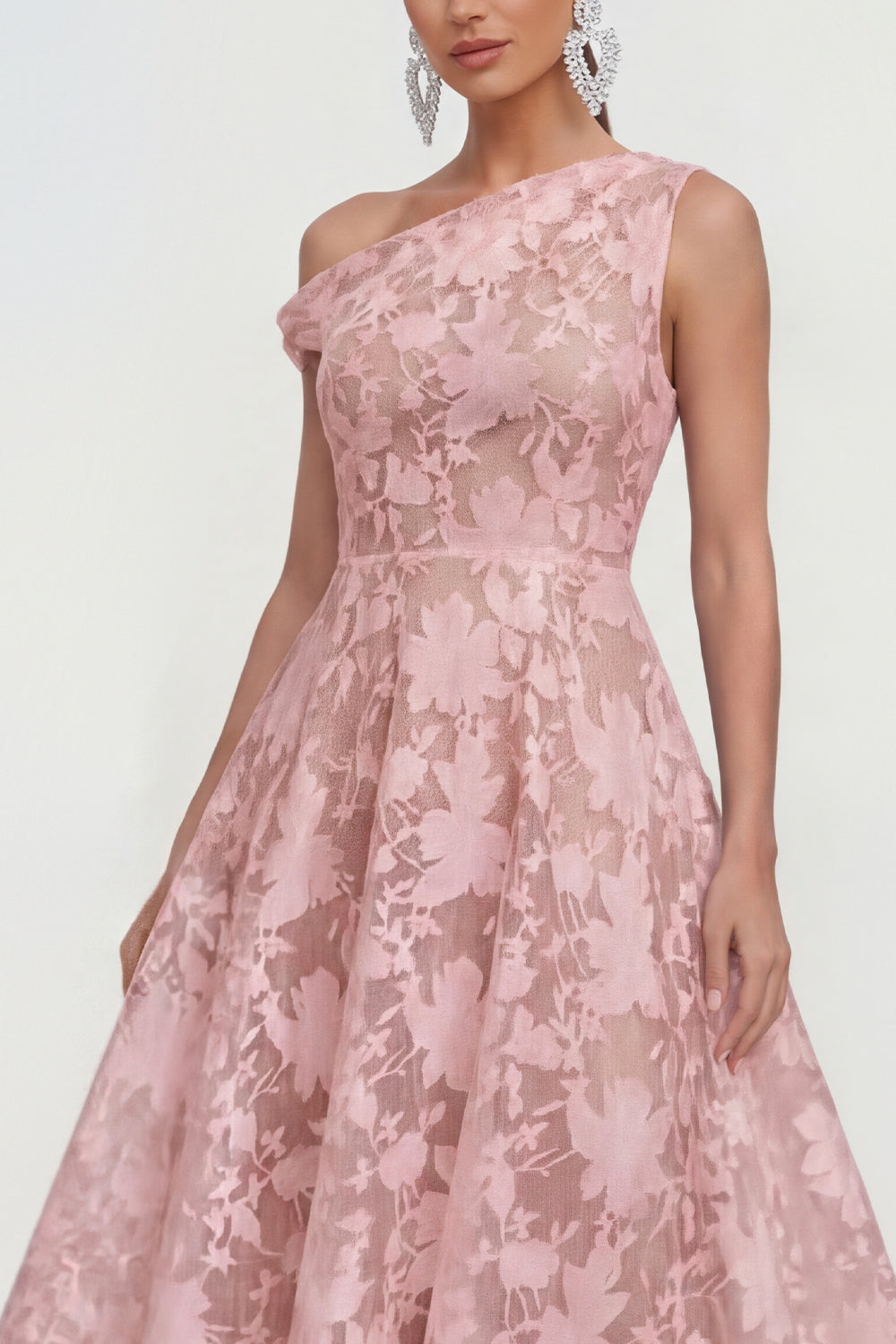 Yellow Floral A Line One Shoulder Maxi Wedding Guest Dress