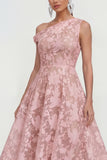 Yellow Floral A Line One Shoulder Maxi Wedding Guest Dress