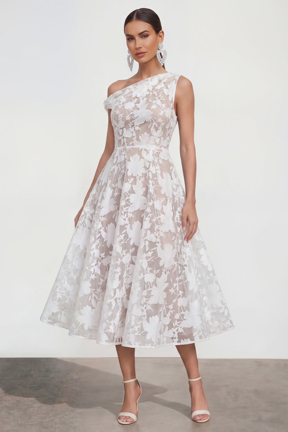 Yellow Floral A Line One Shoulder Maxi Wedding Guest Dress