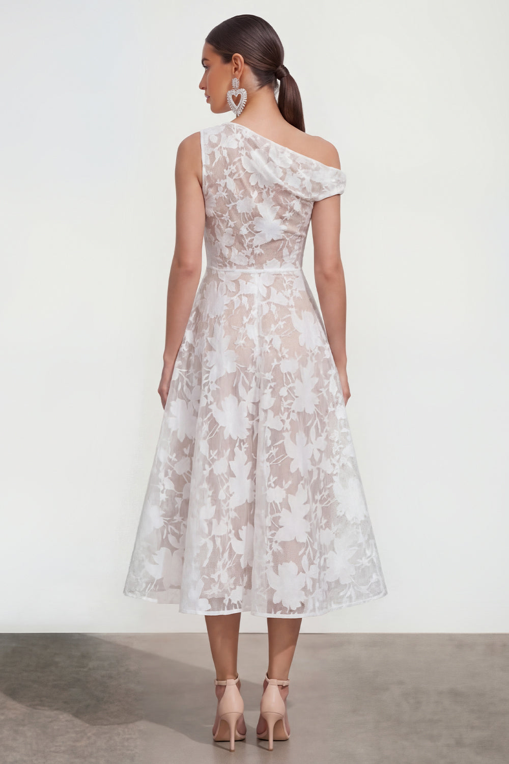 Yellow Floral A Line One Shoulder Maxi Wedding Guest Dress