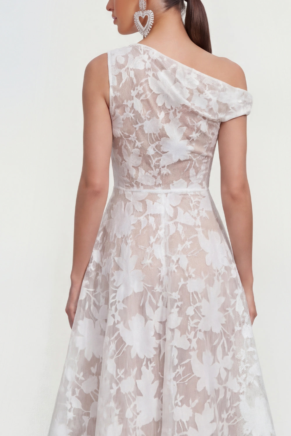 Yellow Floral A Line One Shoulder Maxi Wedding Guest Dress
