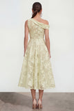 Yellow Floral A Line One Shoulder Maxi Wedding Guest Dress