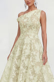 Yellow Floral A Line One Shoulder Maxi Wedding Guest Dress