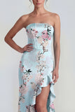 Corset Mermaid Long Pink Floral Wedding Guest Dress with Ruffles