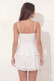 Floral A Line Lace White Short Graduation Dress with Ruffles