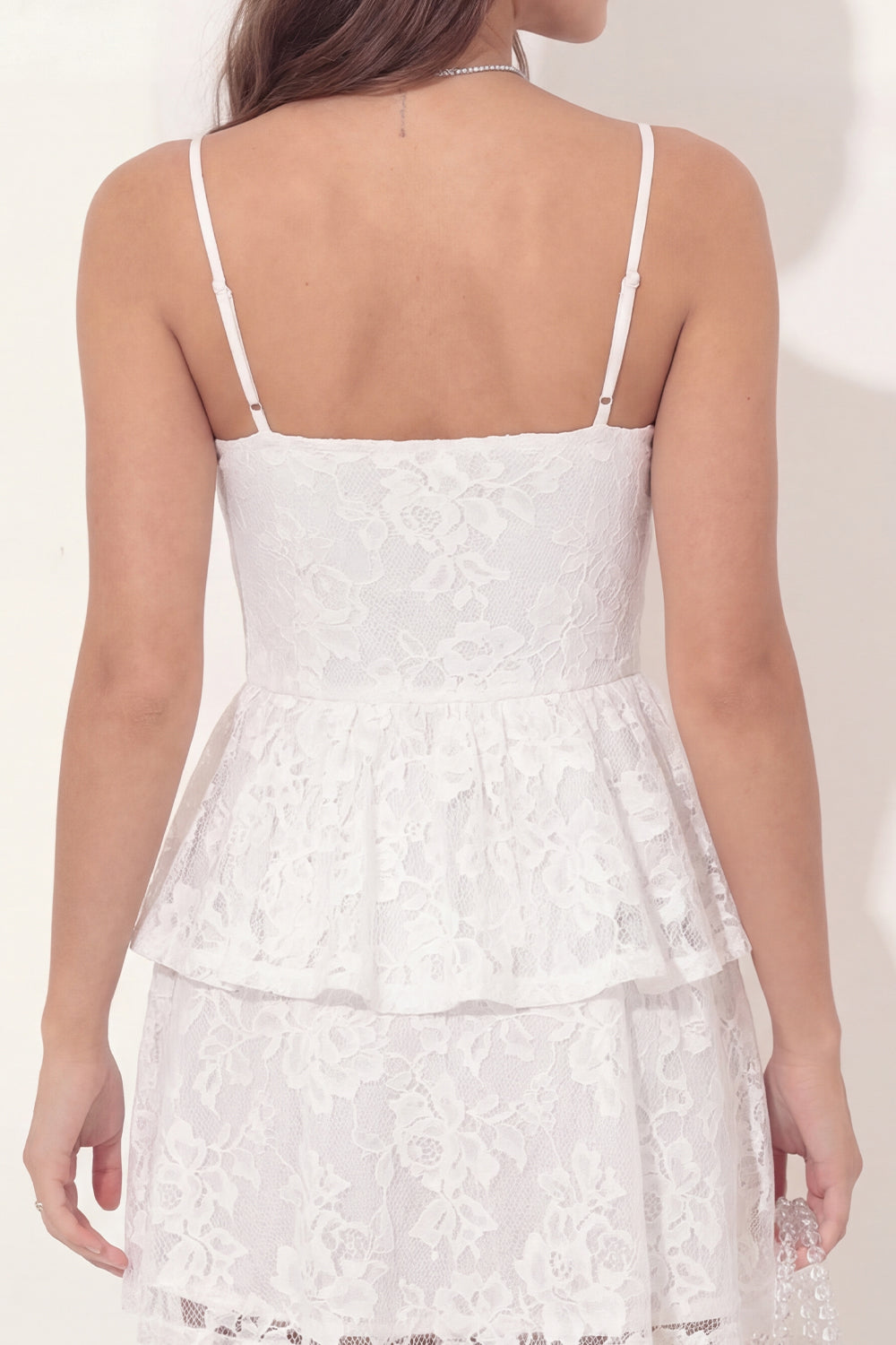 Floral A Line Lace White Short Graduation Dress with Ruffles