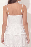 Floral A Line Lace White Short Graduation Dress with Ruffles
