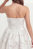 Strapless Corset A Line Floral Lace White Short Graduation Dress