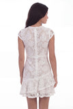 Cap Sleeves A Line Floral Lace White Short Graduation Dress with Ruffles