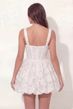 Thick Straps Corset A Line Floral Lace White Short Graduation Dress