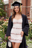 Lace White Tight Short Floral Beaded Spaghetti Straps Graduation Dress