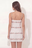 Lace White Tight Short Floral Beaded Spaghetti Straps Graduation Dress