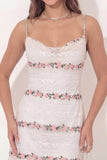Lace White Tight Short Floral Beaded Spaghetti Straps Graduation Dress