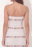 Lace White Tight Short Floral Beaded Spaghetti Straps Graduation Dress