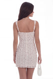 White Polka Dots Square Neck Tight Short Floral Graduation Dress with Slit