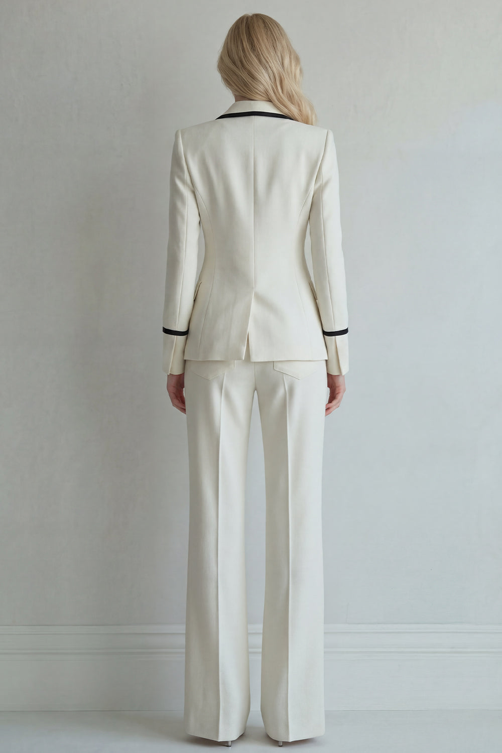 Ivory Peak Lapel Single Breasted 2 Piece Wide Leg Prom Suits
