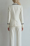 Ivory Peak Lapel Single Breasted 2 Piece Wide Leg Prom Suits