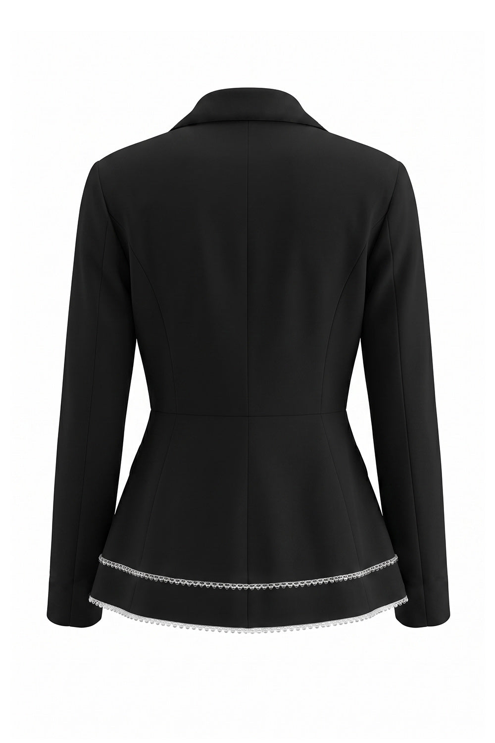 2 Piece Notched Lapel Double Breasted Wide Leg Black Prom Suits with Ruffles