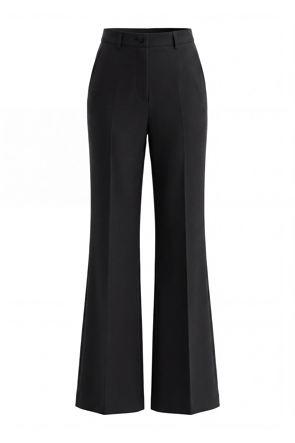 2 Piece Notched Lapel Double Breasted Wide Leg Black Prom Suits with Ruffles