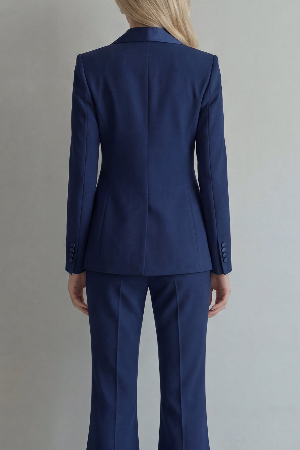 Peak Lapel Blue Double Breasted 2 Piece Wide Leg Prom Suits
