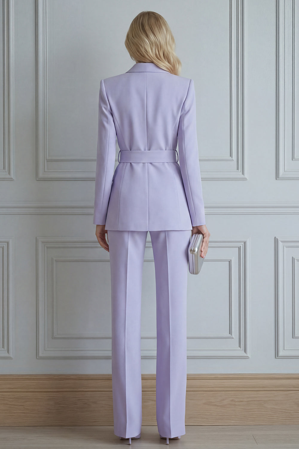 2 Piece Lilac Notched Lapel Double Breasted Slim Fit Prom Suits