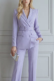 2 Piece Lilac Notched Lapel Double Breasted Slim Fit Prom Suits