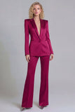 Blue Peak Lapel Single Breasted 2 Piece Wide Leg Prom Suits