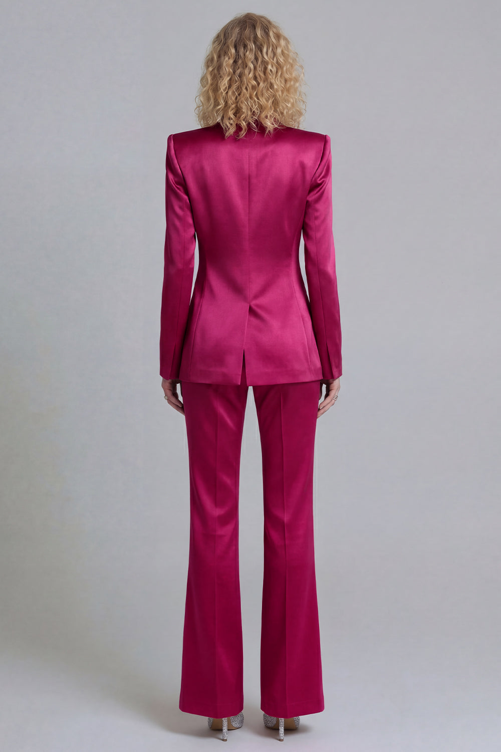 Blue Peak Lapel Single Breasted 2 Piece Wide Leg Prom Suits