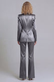 Blue Peak Lapel Single Breasted 2 Piece Wide Leg Prom Suits