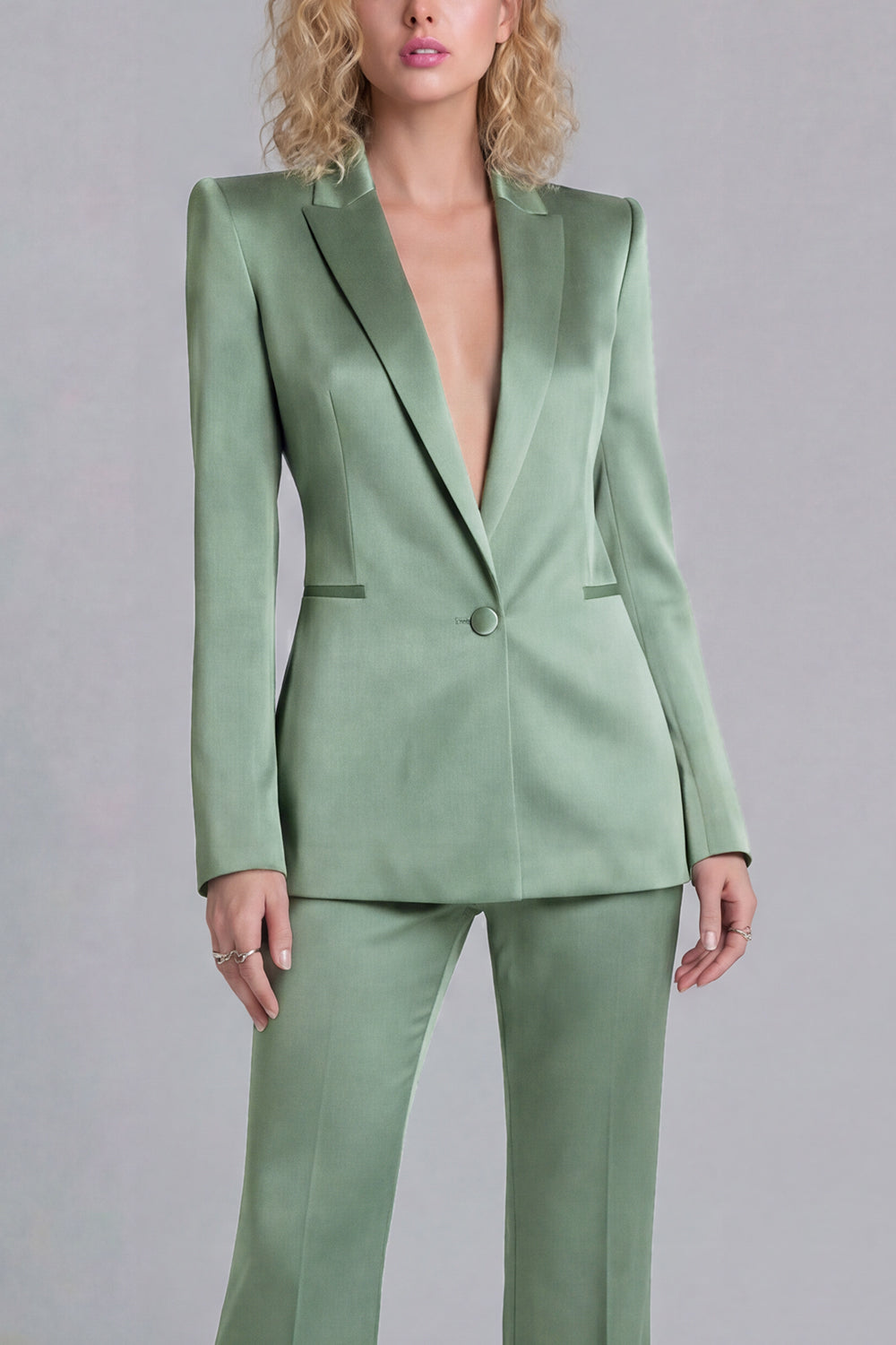 Blue Peak Lapel Single Breasted 2 Piece Wide Leg Prom Suits
