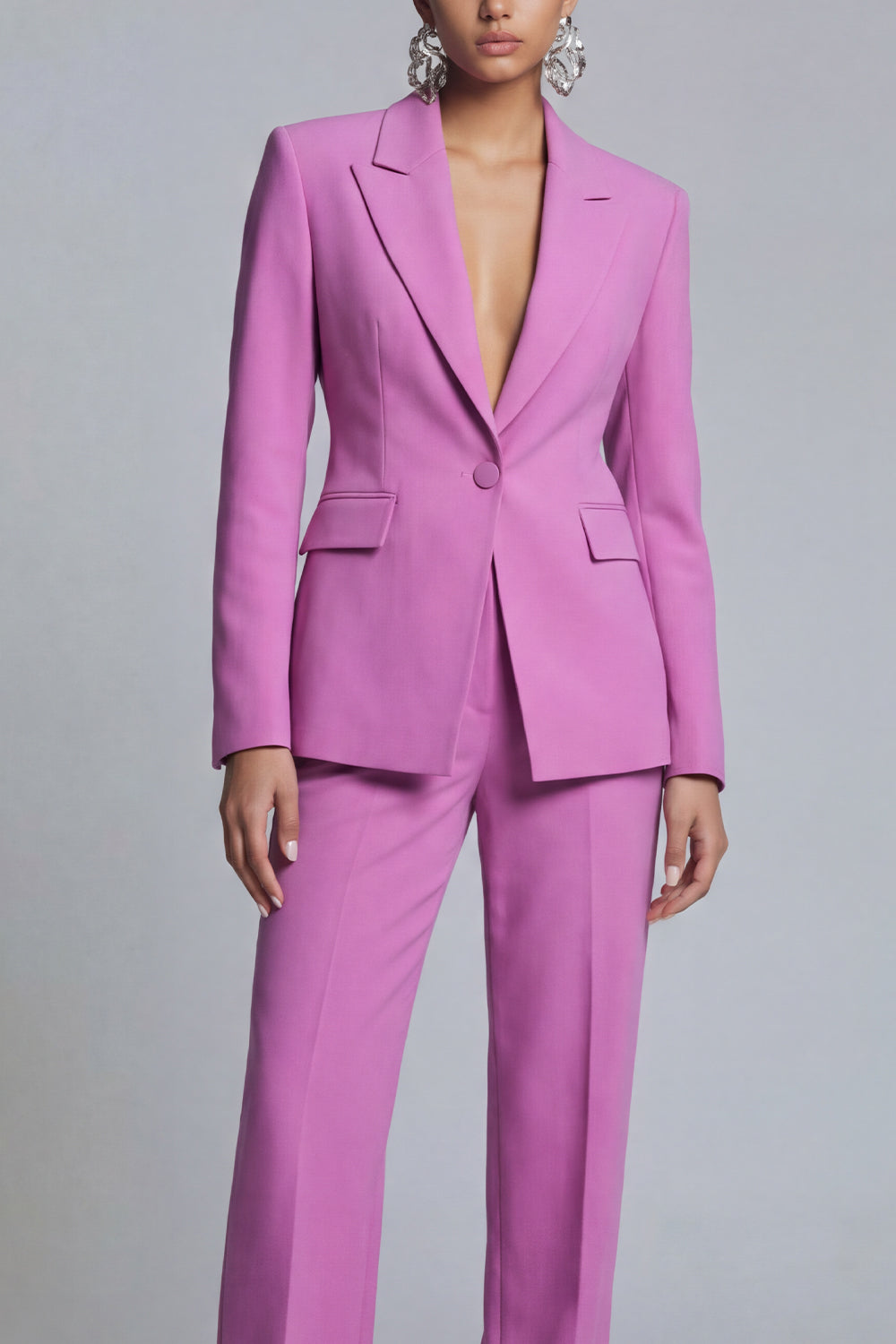 Peak Lapel 2 Piece Purple Single Breasted Slim Fit Prom Suits